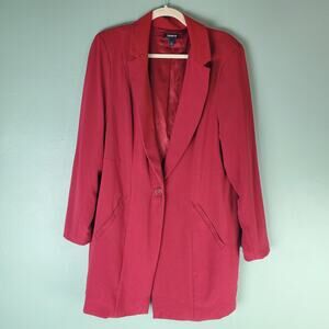 Torrid Womens Jester Red Studio Crepe Longline Blazer Size 2 Career Work Office
